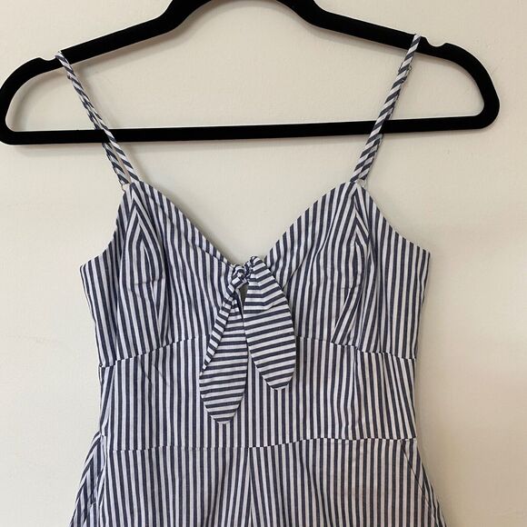WAYF Massa Front Tie-Knot Pockets Blue White Pin Striped Jumpsuit Romper XS - Picture 6 of 12